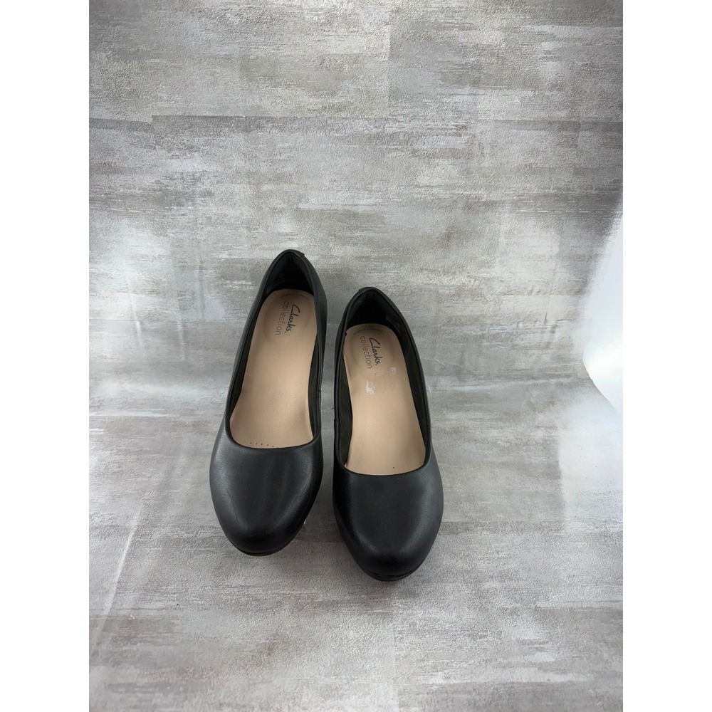 Clarks Collection Adriel Viola Black Round Toe Platform Pumps Heels 7.5 M